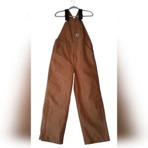 Carhartt Boys Or Girls Canvas Quilt Lined Bib Overalls